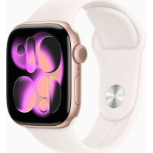 Apple Watch 11 42mm Aluminium Rose Gold avec Light Blush Sport Band S/M MEU04